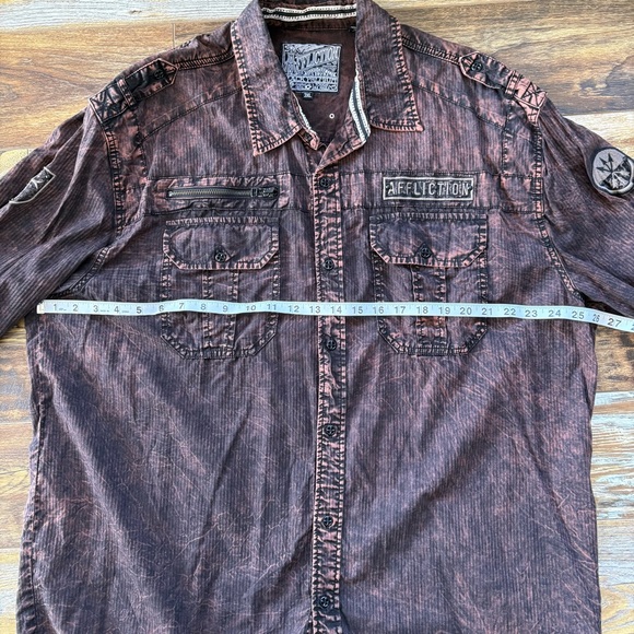 Affliction Shirt Men 3XL Acid Wash Embroidered - Picture 8 of 12